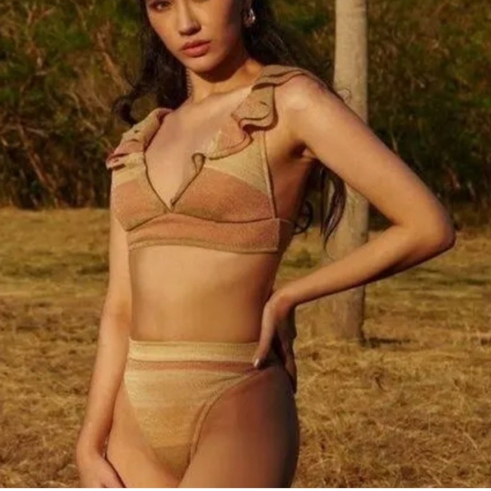 Elegant Tan metallic gold and bronze Bikini BOTTOM ONLY the Addison collection